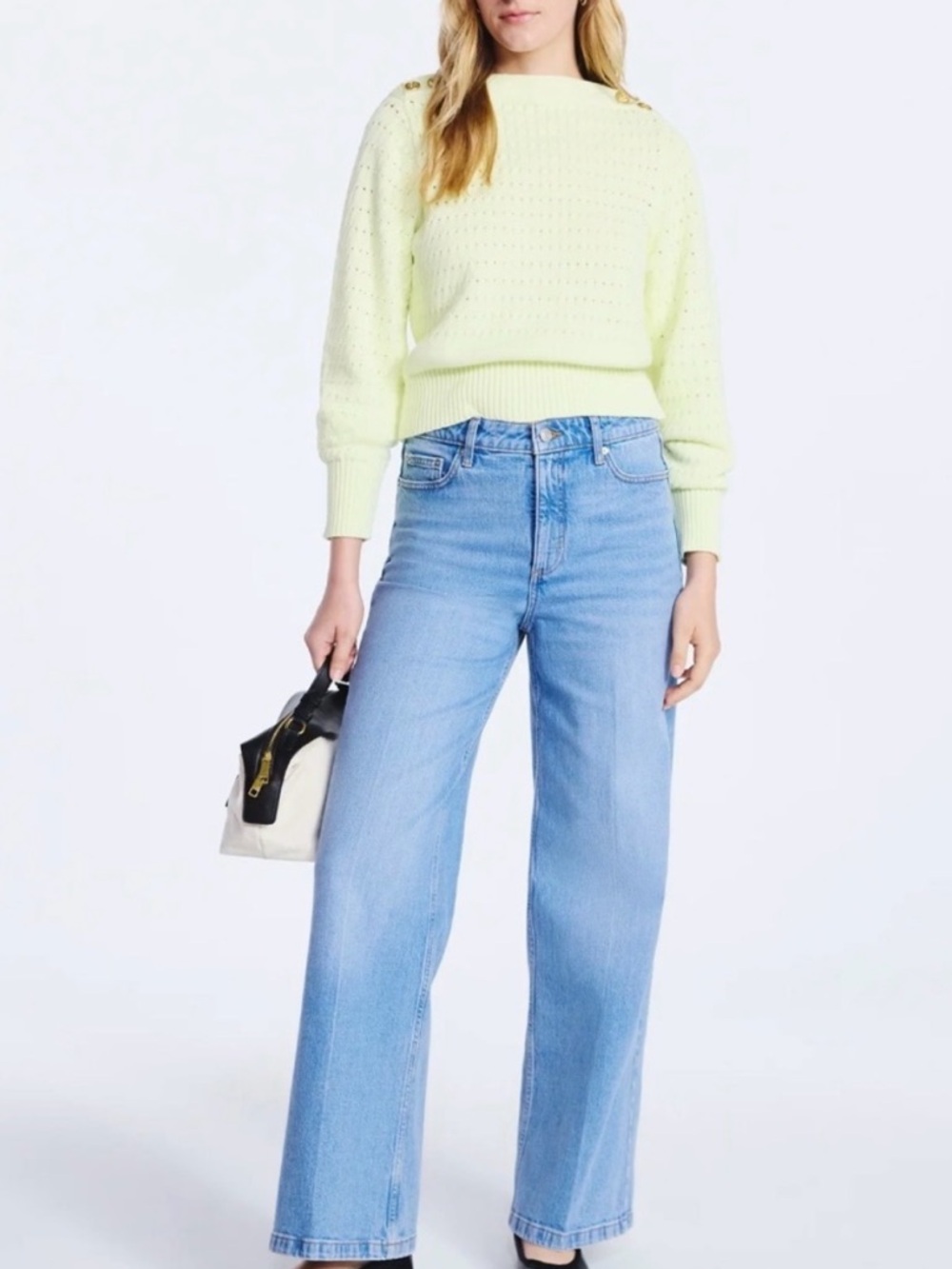 NWT Free Assembly High-Rise Front Crease Wide-Leg Trouser Denim Jeans